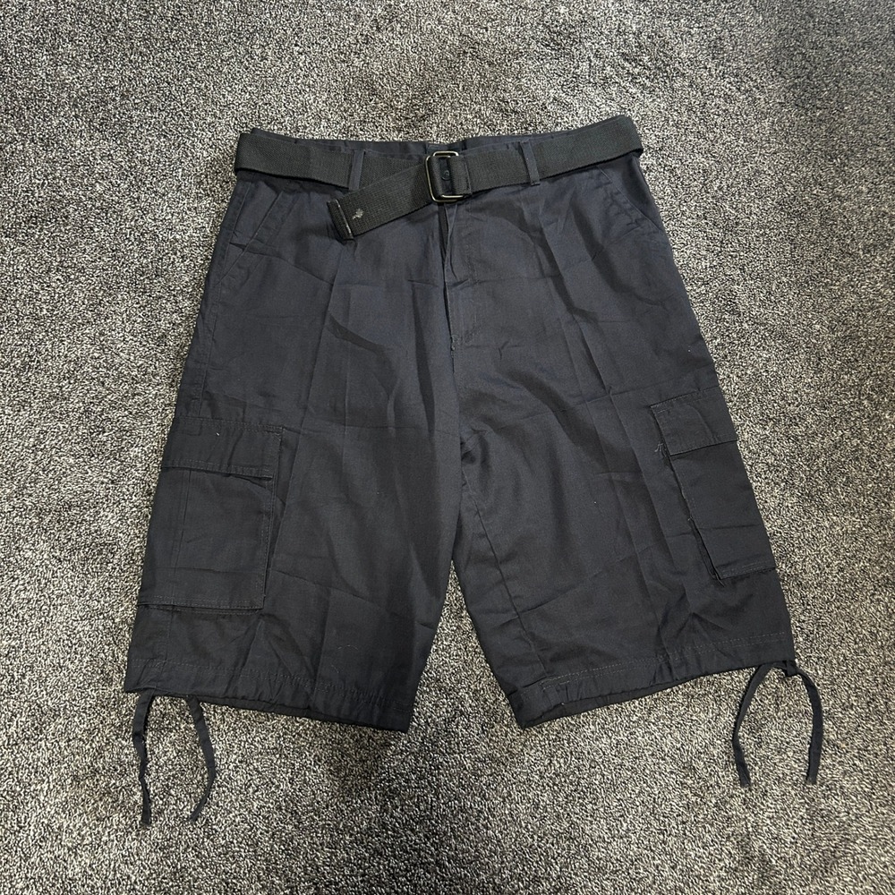 Red Iodine Cargo Shorts Mens 34 Black Excellent Belted Tactical Utility Pocket